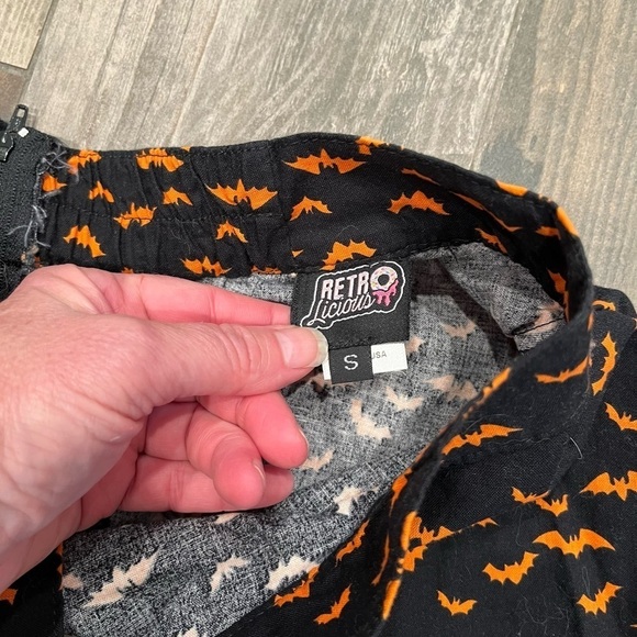 Retrolicious Swing Skater Retro ModCloth Black Bat Print Knee Length Small - Picture 2 of 7